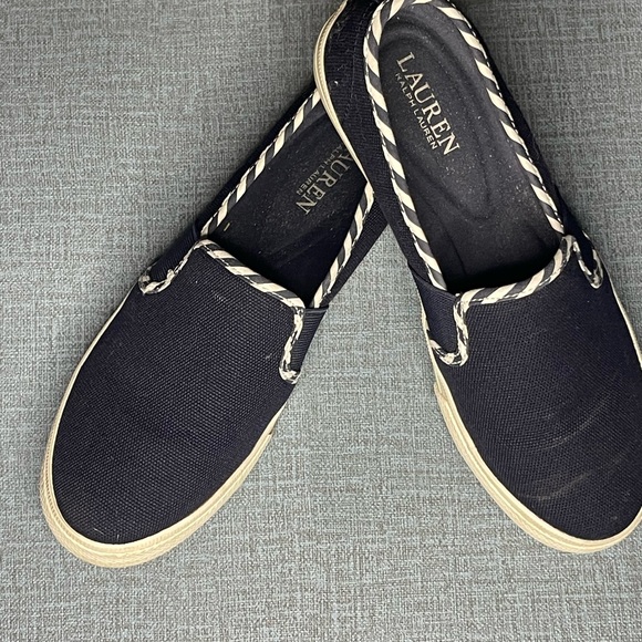 Ralph Lauren navy and white tennis/sneakers, slide ins - Picture 2 of 5